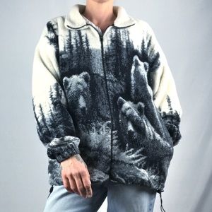 Vintage Bear Ridge Collection Bears in Wilderness Teddy Plush Shurpa Jacket